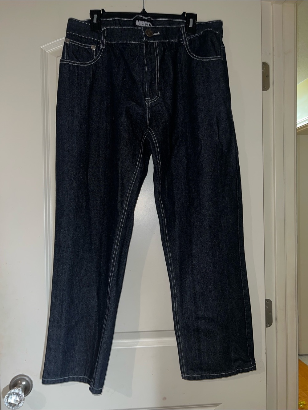 Men's Dark Blue Denim Jeans - Classic Straight Fit